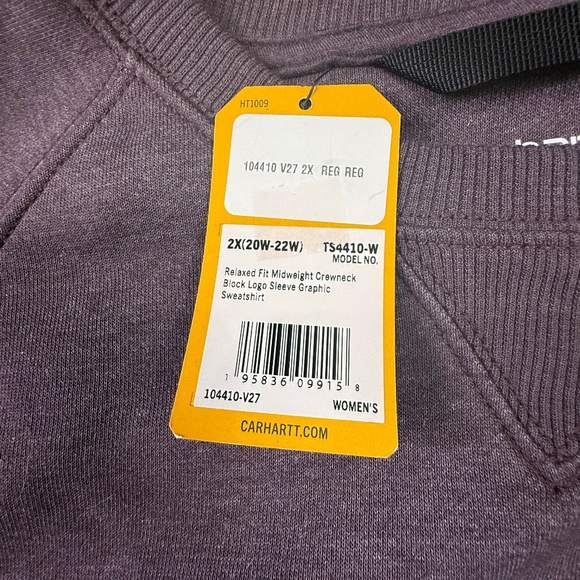 Carhartt Women's Relaxed Fit Midweight Crewneck Block Logo NWT 2X Fall Outdoor - Picture 6 of 13